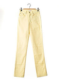 Pantalon slim tissage popeline taille normale jaune CRN-F3 femme