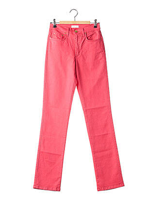 Pantalon slim tissage popeline taille normale rouge CRN-F3 femme