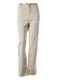 Pantalon slim tissage popeline taille normale beige IMPAQT femme