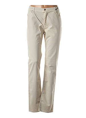 Pantalon slim tissage popeline taille normale beige IMPAQT femme