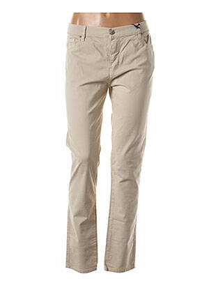 Pantalon slim tissage popeline taille normale beige IMPAQT femme