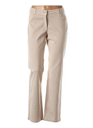 Pantalon slim tissage popeline taille normale beige DIXIT femme