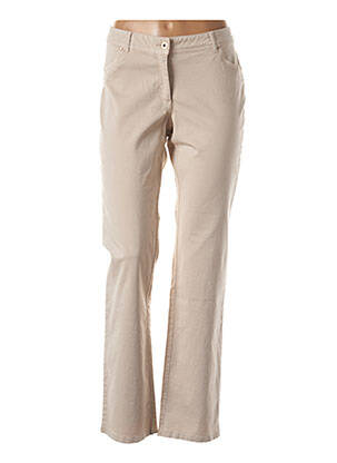 Pantalon slim tissage popeline taille normale beige DIXIT femme