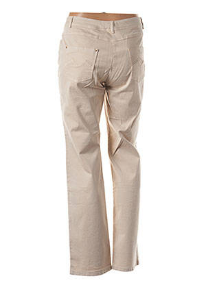 Pantalon slim tissage popeline taille normale beige DIXIT femme