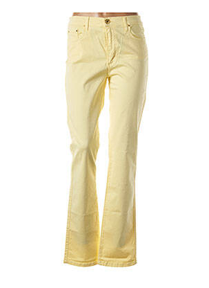 Pantalon slim tissage popeline taille normale jaune CRN-F3 femme