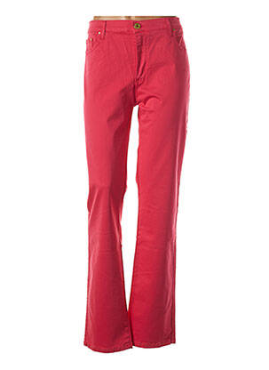 Pantalon slim tissage popeline taille normale rouge CRN-F3 femme