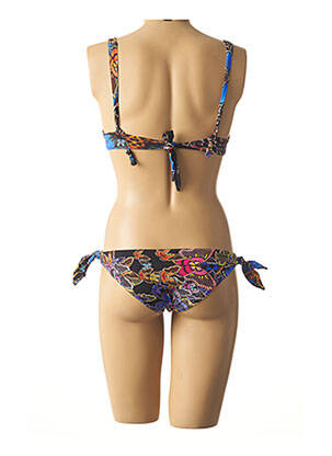 Maillot de bain 2 pièces fermeture liens à nouer haut triangles bleu MISS BIKINI femme