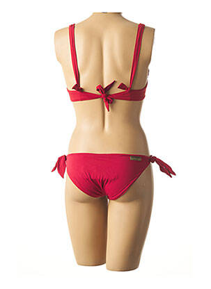 Maillot de bain 2 pièces fermeture liens à nouer haut soutien-gorge emboitant rouge MISS BIKINI femme
