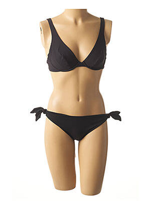 Maillot de bain 2 pièces fermeture liens à nouer noir MISS BIKINI femme