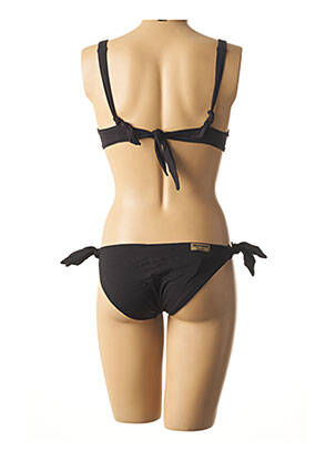 Maillot de bain 2 pièces fermeture liens à nouer noir MISS BIKINI femme