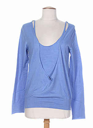 Pull finition bords-côtes manches longues bleu DIABLESS femme