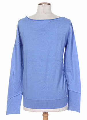 Pull finition bords-côtes manches longues bleu DIABLESS femme