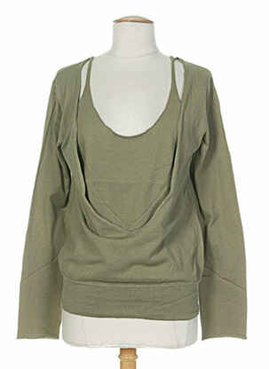 Pull finition bords-côtes manches longues vert DIABLESS femme
