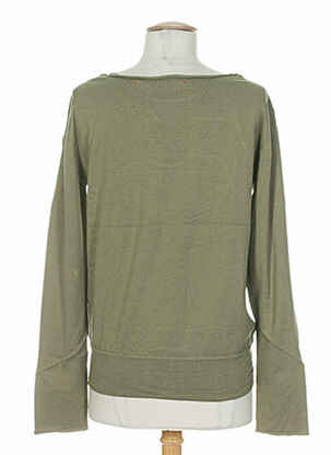 Pull finition bords-côtes manches longues vert DIABLESS femme