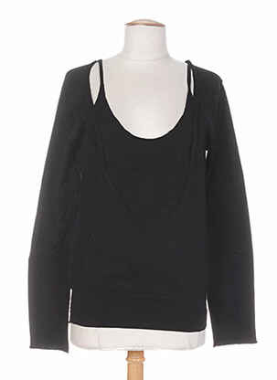 Pull finition bords-côtes manches longues noir DIABLESS femme