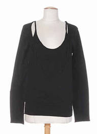 Pull finition bords-côtes manches longues noir DIABLESS femme