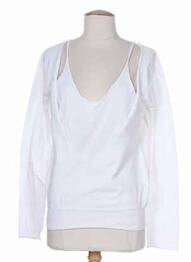 Pull finition bords-côtes manches longues blanc DIABLESS femme