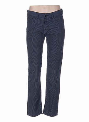 Pantalon droit fermeture zippée sous rabat boutonné taille normale bleu DENIMOOD femme