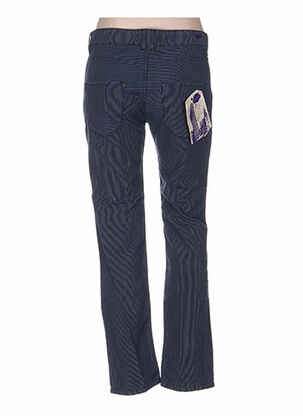 Pantalon droit fermeture zippée sous rabat boutonné taille normale bleu DENIMOOD femme