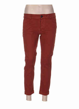 Pantalon 7/8 fermeture zippée sous rabat boutonné taille normale marron LEON & HARPER femme