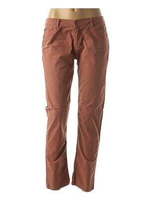 Pantalon droit fermeture zippée sous rabat boutonné taille basse orange REIKO femme
