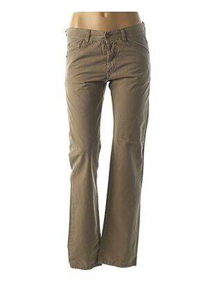 Pantalon droit tissage popeline taille normale marron ACQUAVERDE femme