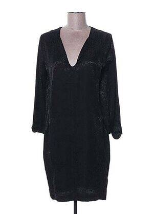 Robe mi-longue imprimé fantaisie manches longues noir SWILDENS femme