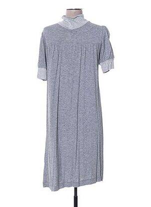 Robe mi-longue imprimé fantaisie manches courtes gris TAHÉ LEE femme