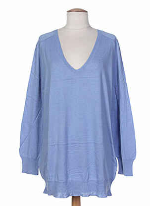 Pull tunique finition bords-côtes manches longues bleu DIABLESS femme
