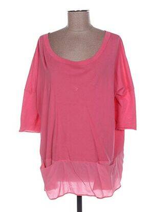 Pull tunique col rond manches courtes rose LES PETITES COLLECTIONS femme