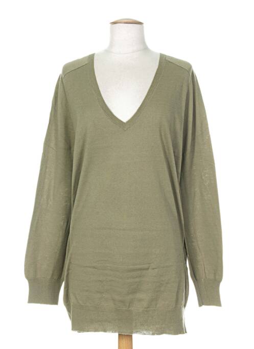 Pull tunique finition bords-côtes manches longues vert DIABLESS femme