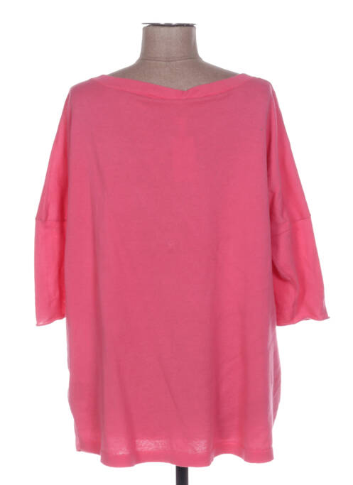 Pull tunique col rond manches courtes rose LES PETITES COLLECTIONS femme