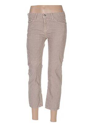 Pantalon 7/8 fermeture zippée sous rabat boutonné taille basse beige ACQUAVERDE femme