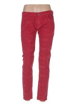 Pantalon slim taille basse taille basse rouge LEON & HARPER femme