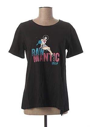 T-shirt imprimé fantaisie manches courtes noir MCS femme