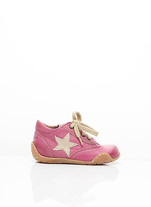 Baskets tissage satiné bout rond rose BISGAARD garcon