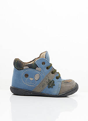 Bottillons nubuck bout rond bleu NOËL garçon