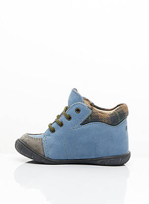 Bottillons nubuck bout rond bleu NOËL garçon