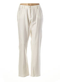 Pantalon droit fermeture zippée sous rabat boutonné blanc MERI & ESCA femme
