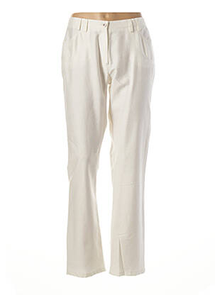 Pantalon droit fermeture zippée sous rabat boutonné blanc MERI & ESCA femme