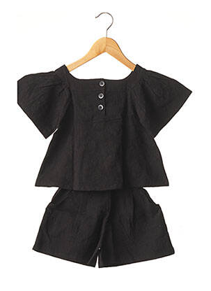 Top/short noir RORA pour fille