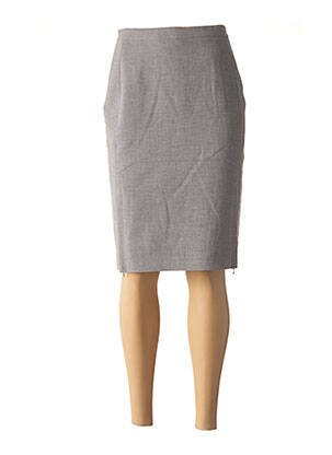 Jupe mi-longue taille à pinces gris TRICOT CHIC femme