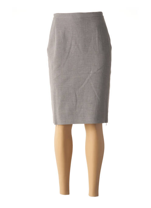 Jupe mi-longue taille à pinces gris TRICOT CHIC femme
