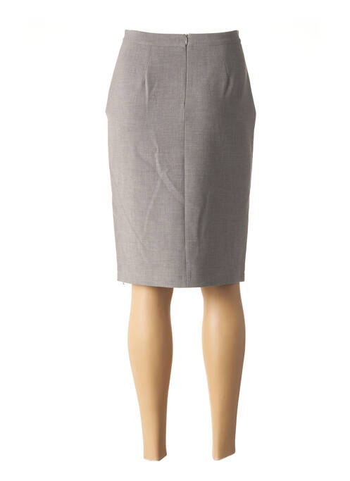 Jupe mi-longue taille à pinces gris TRICOT CHIC femme