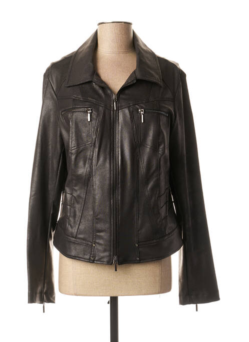 Veste simili cuir noir 3322 pour femme