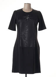 Robe mi-longue tissage crêpe manches courtes noir GUY DUBOUIS femme