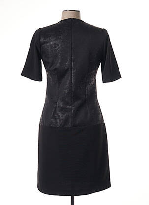 Robe mi-longue tissage crêpe manches courtes noir GUY DUBOUIS femme