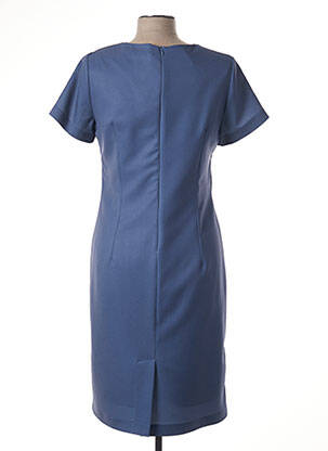 Robe mi-longue imprimé fleurs manches courtes bleu GUY DUBOUIS femme