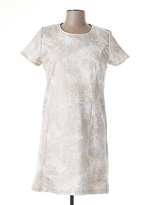 Robe courte fermeture zippée au dos manches courtes beige MERI & ESCA femme