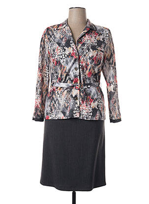 Robe mi-longue manches longues manches longues gris GUY DUBOUIS femme